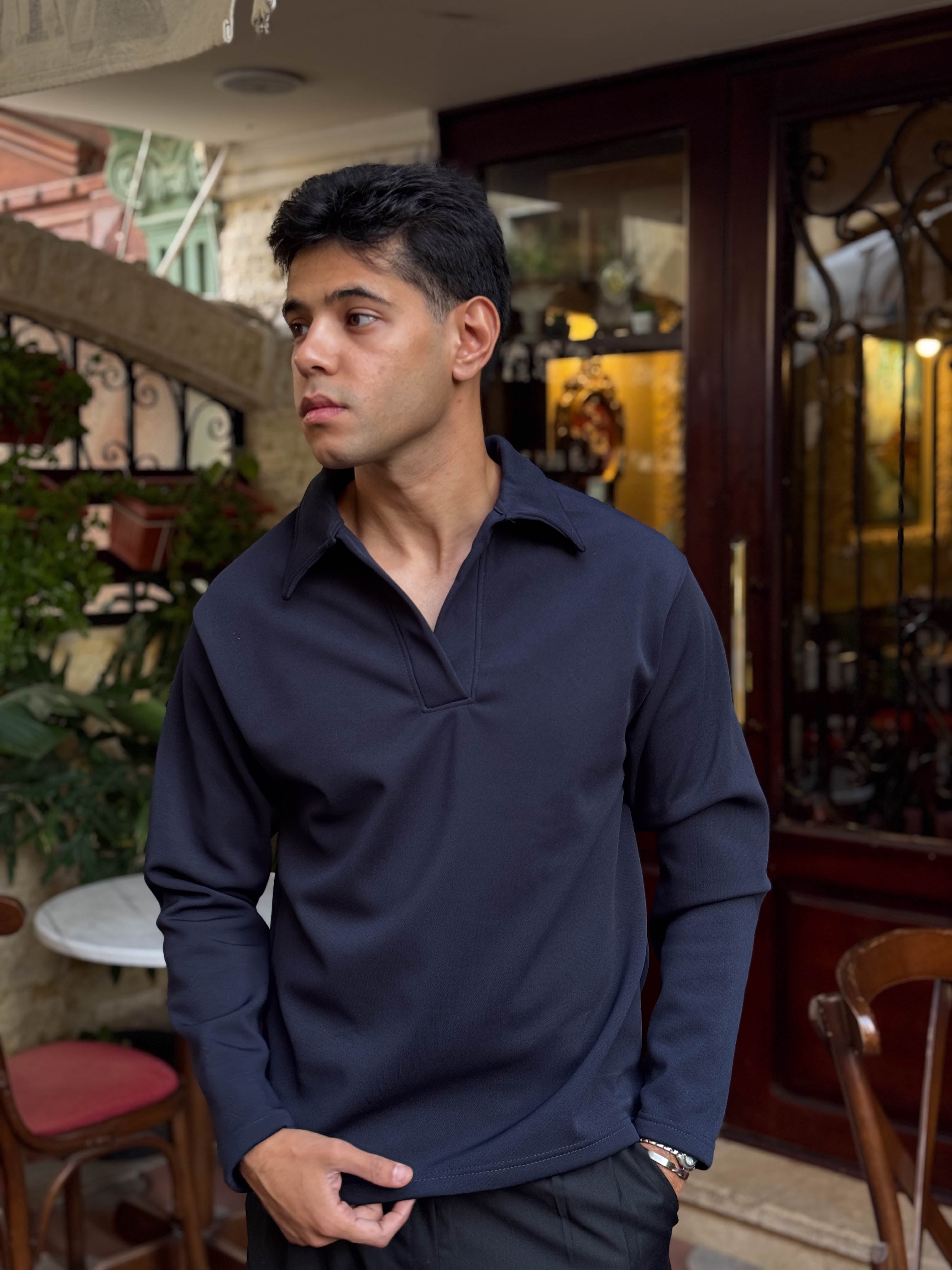 Knitted Sweater-Navy