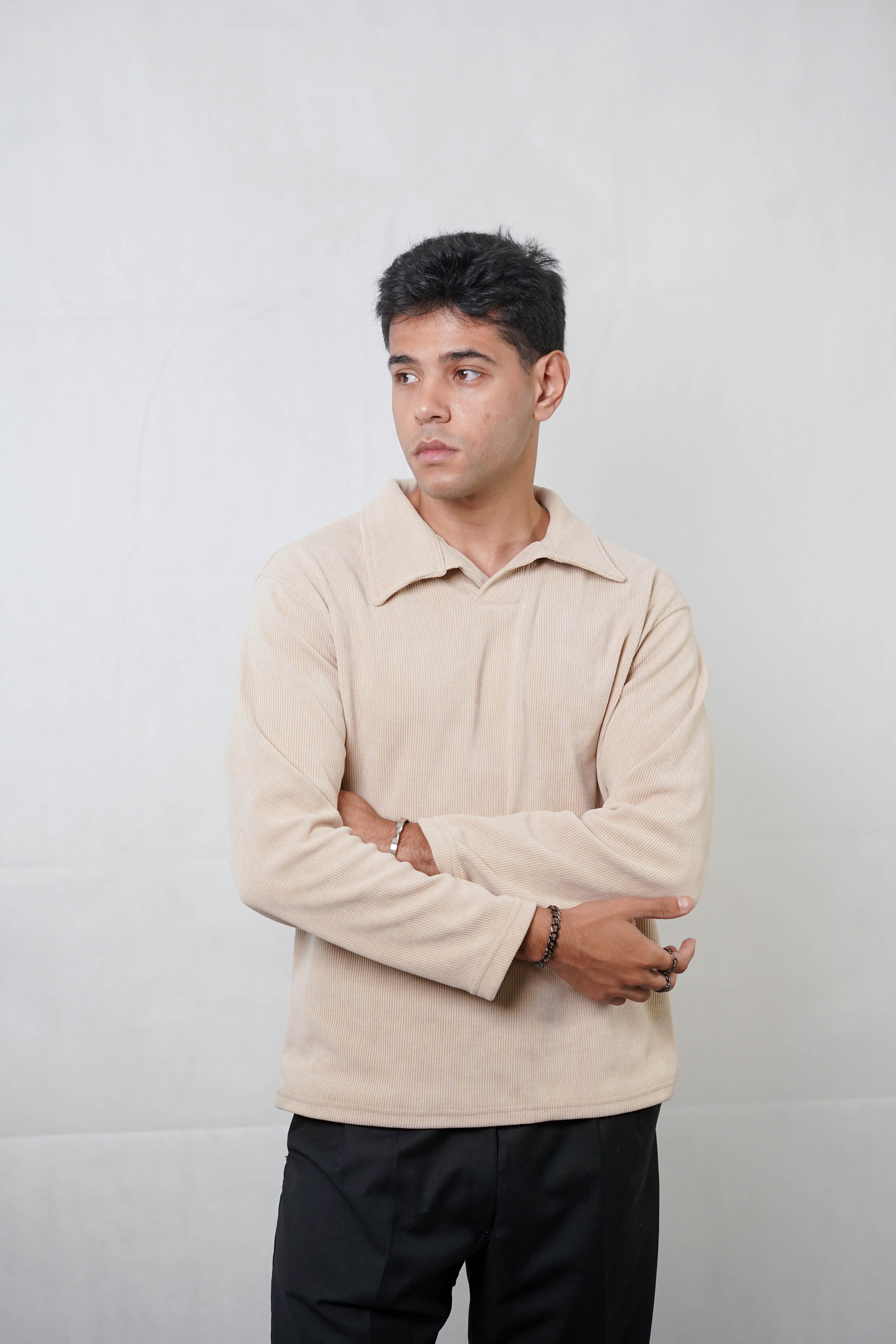 Knitted polo-Beige
