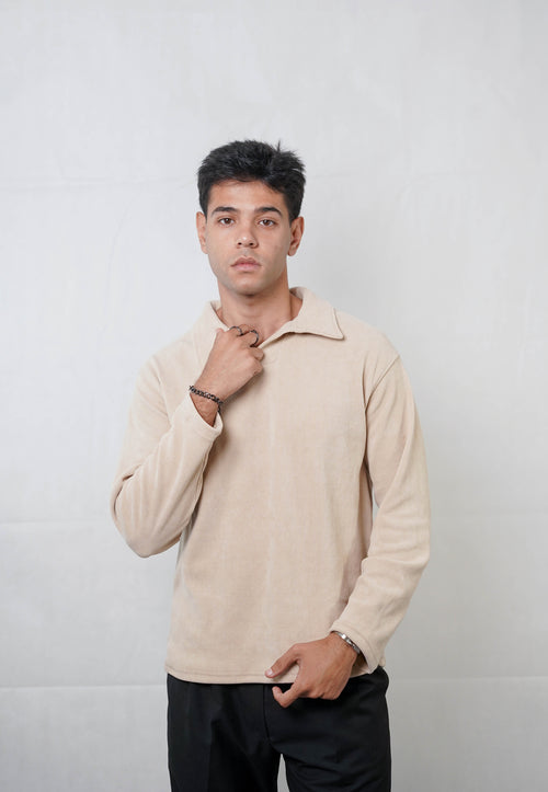 Knitted polo-Beige
