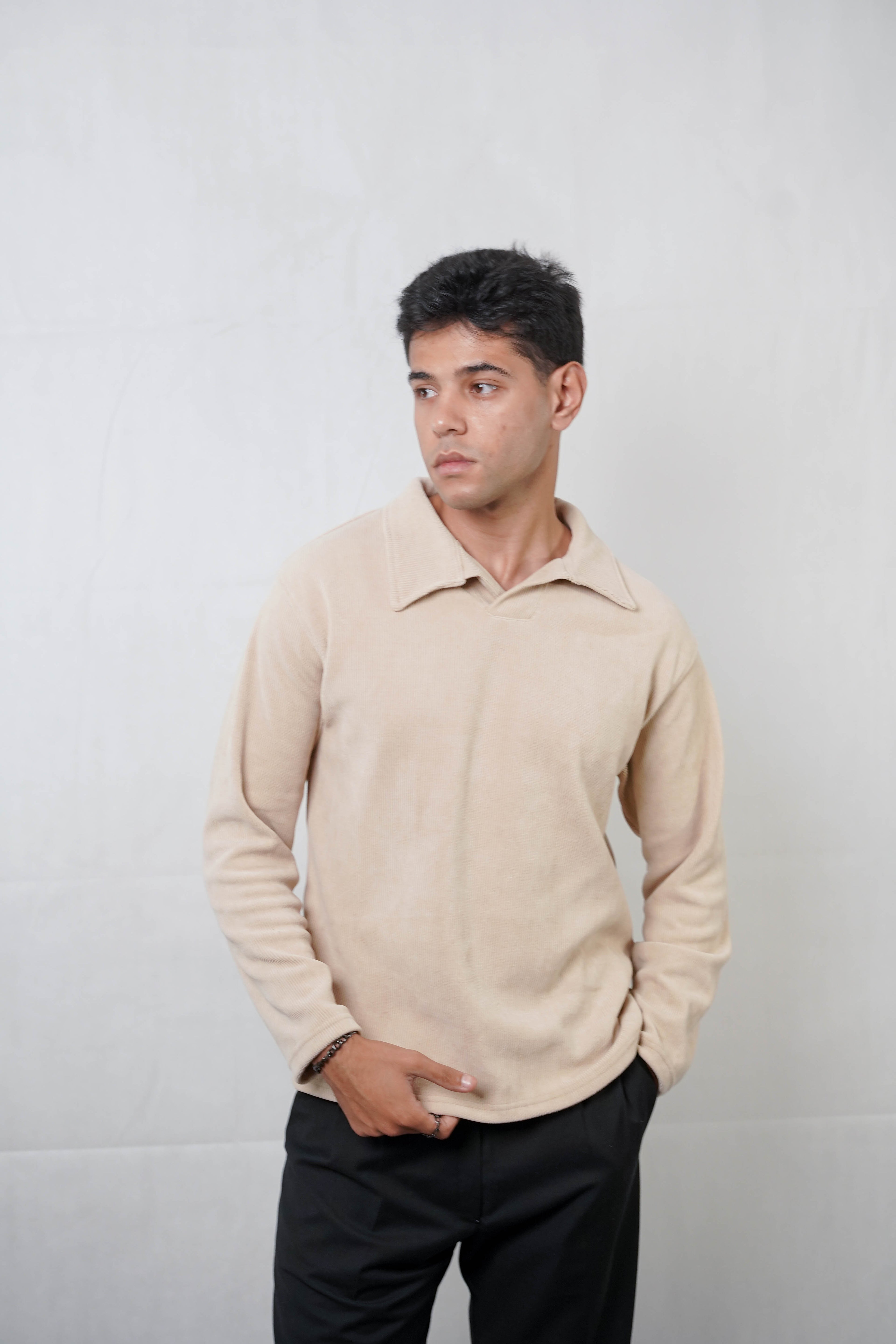 Knitted polo-Beige